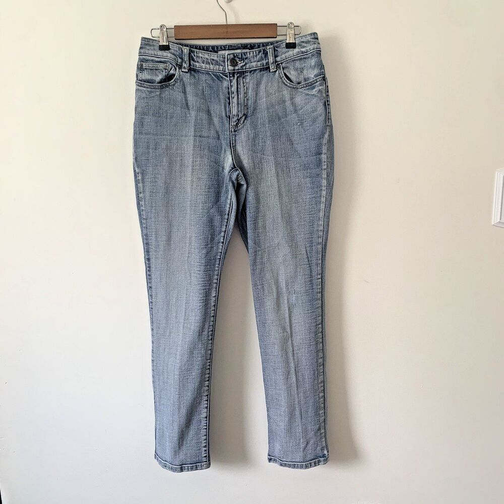 Chico's Platinum Jeans Women's Size 1 Light Blue Stright Leg Stretch RN79984